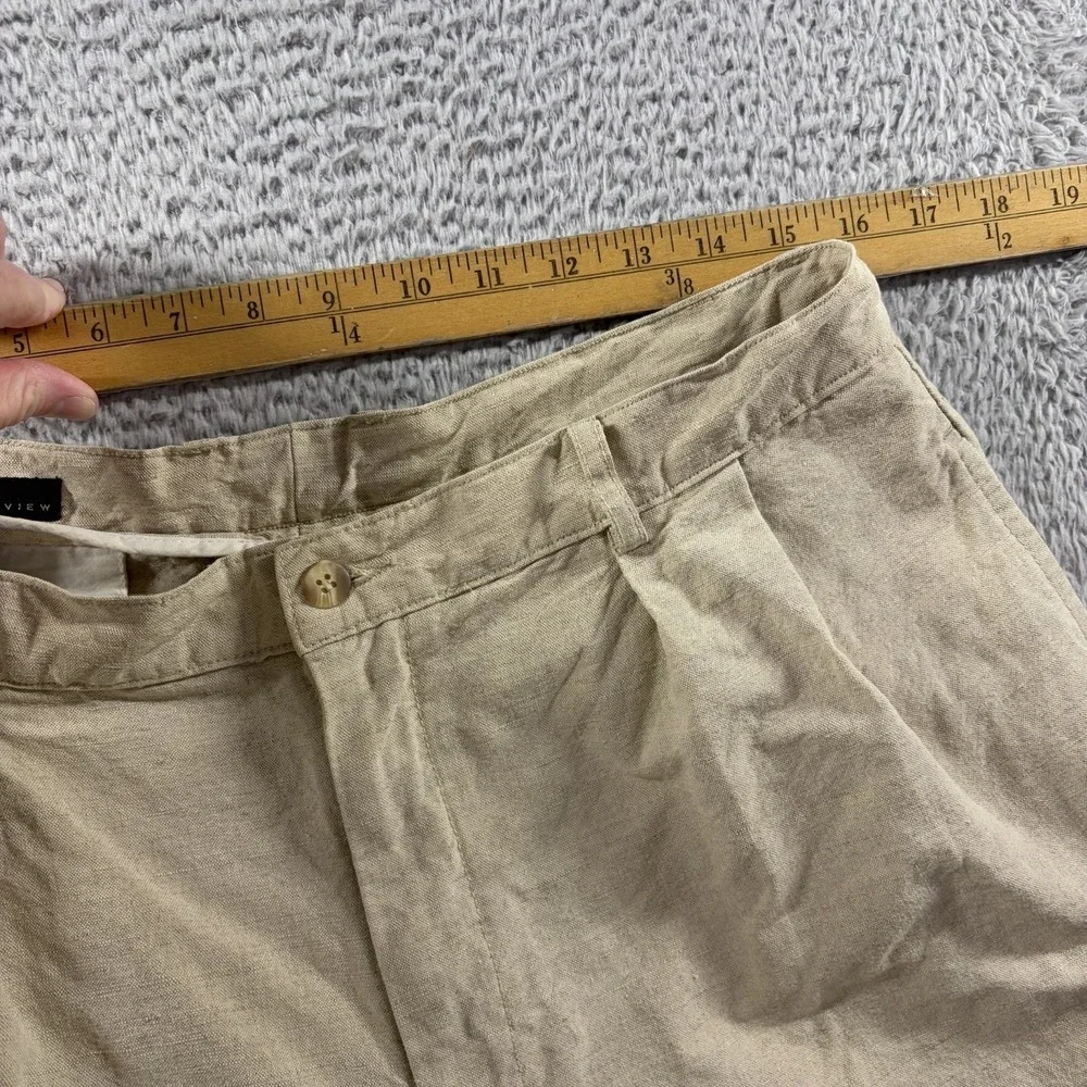 Metropolitan View Pleated Linen Blend Pants Mens 34x30 Ivory Beige Dress Chino